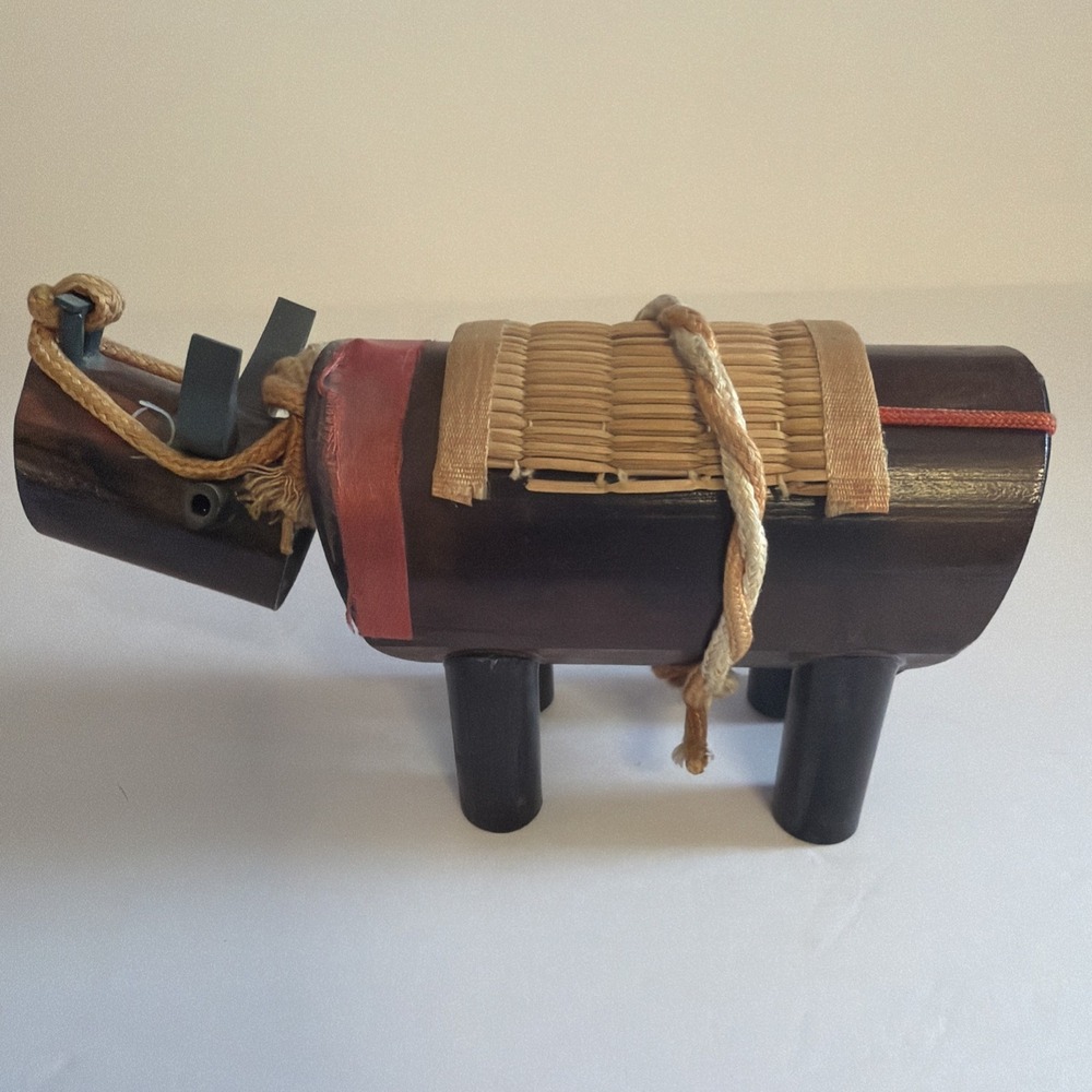 Japanese‎ Bamboo Sakushu Beef Ox Folk Craft Art  Bobblehead Fukushima Ornament